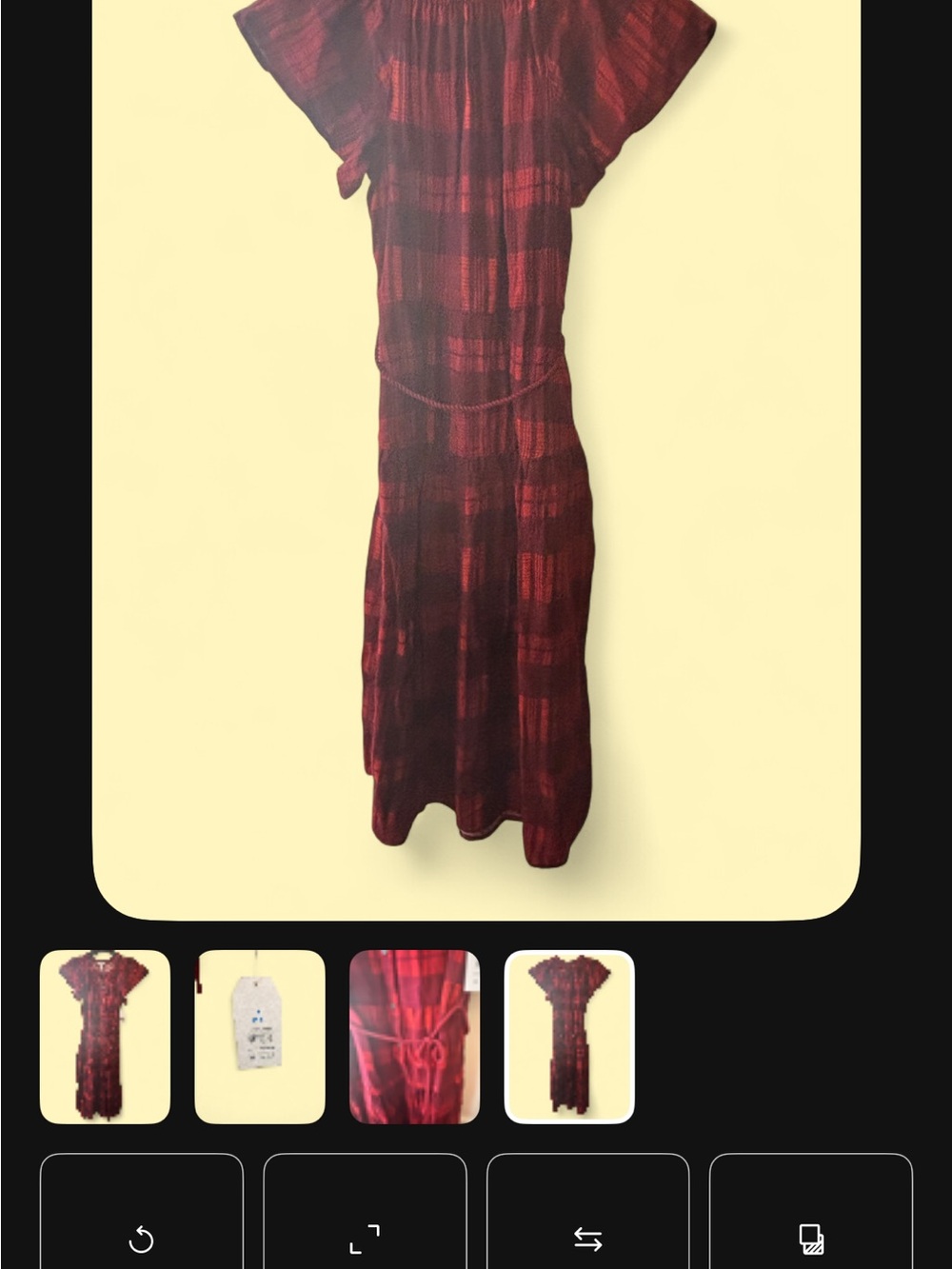 Time and Tru Red Plaid Smocked Midi Dress